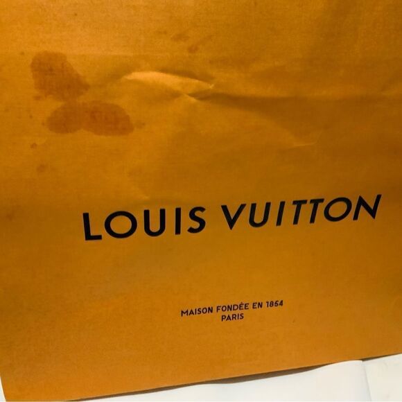LOUIS VUITTON XL Empty 21”x19” Shopping Gift Bag Tote Orange Paper Extra Large - Picture 6 of 7